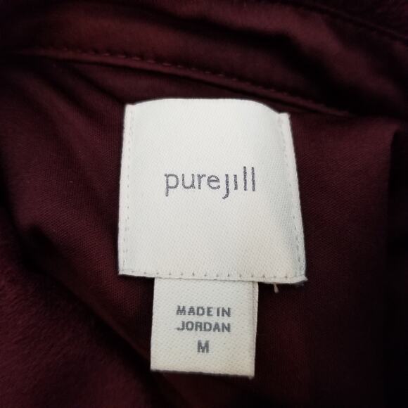 J. Jill Pure Jill Fleece Button Up Sweater Coat Burgundy Wine Size M Medium - Picture 6 of 9
